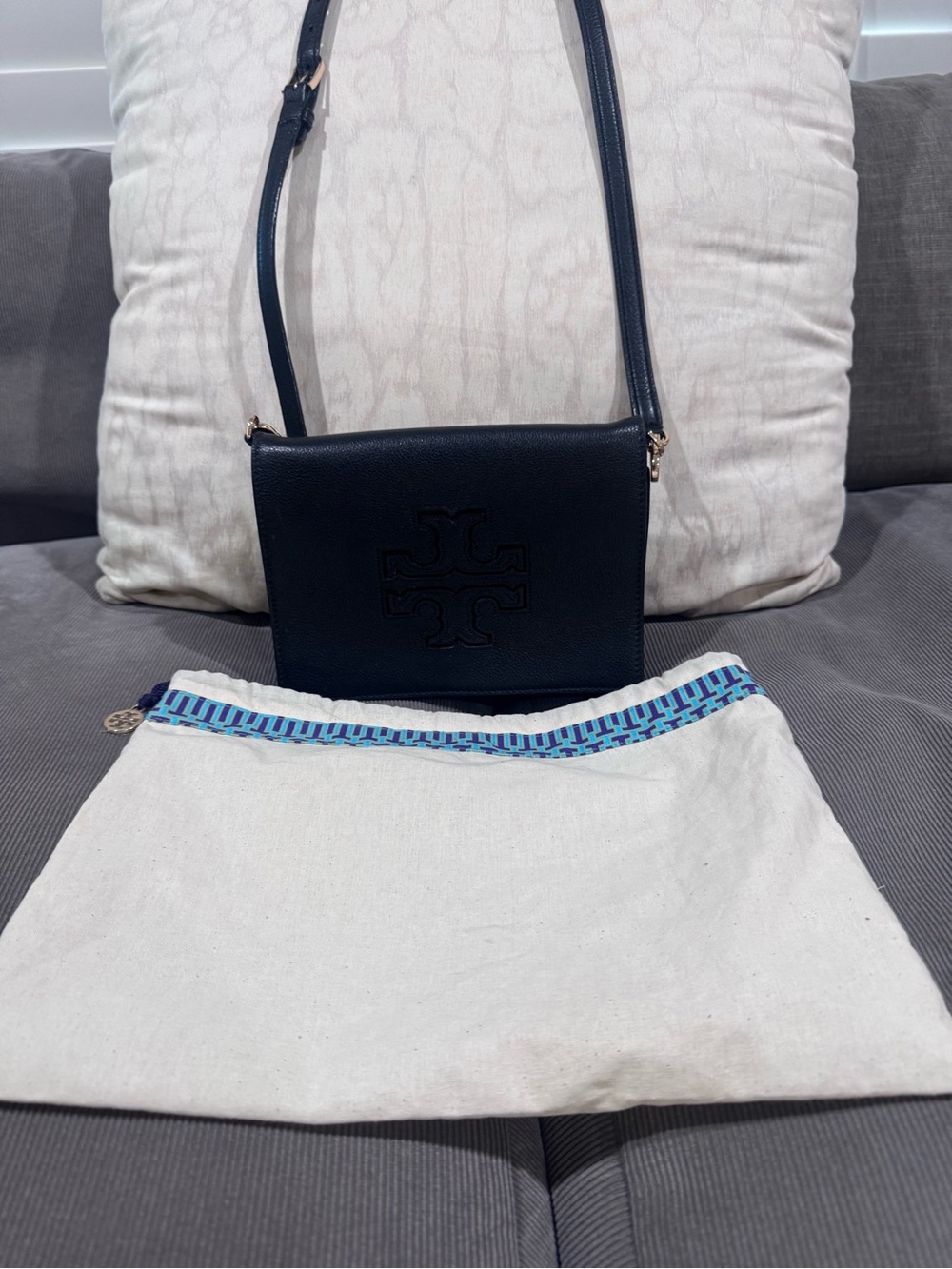 Tory Burch Black Pebbled Leather Crossbody Bag